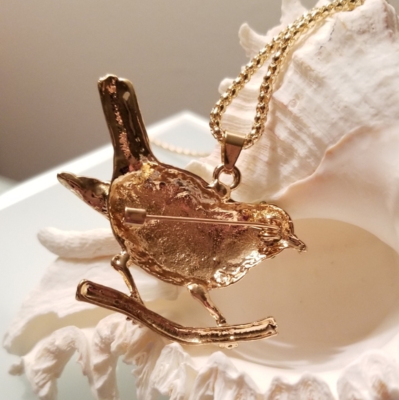 Cute Bird on Branch Pendant Brooch Pin *NWT - Picture 3 of 3